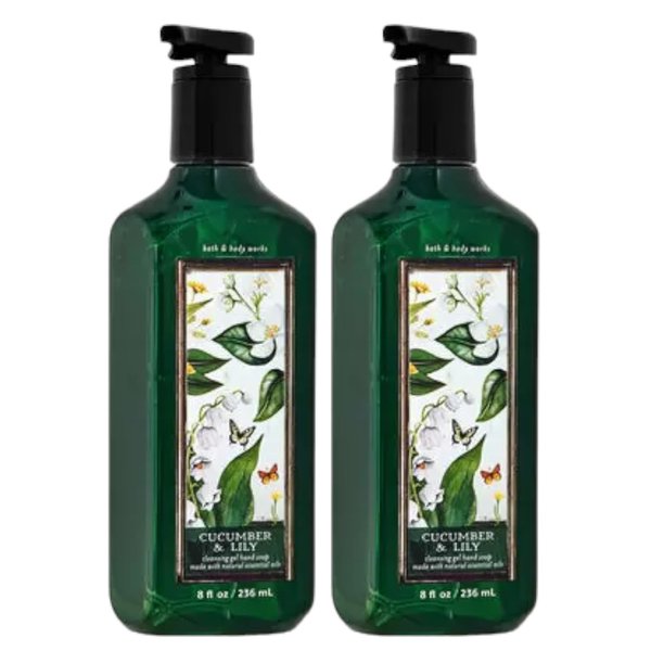 Bath and Body Works Cleansing Gel Hand Soap 8 Ounce 2-Pack (Cucumber & Lily)