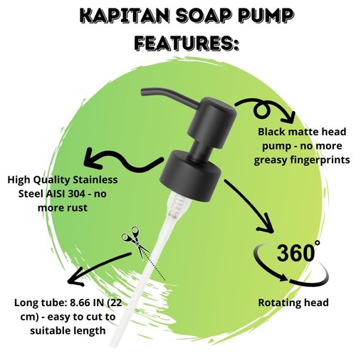 Kapitan Soap Dispenser Pump Replacement Head Black Spare Stainless Steel 28Mm Brushed Finish
