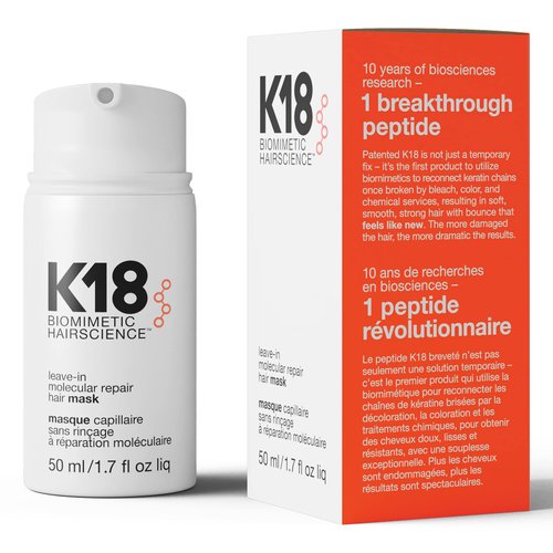 K18 Leave-In Molecular Hair Mask, Repairs Dry or Damaged Hair, Reverse Hair Damage from Bleach, Color, Chemical Services & Heat, 1.7 Fl Oz