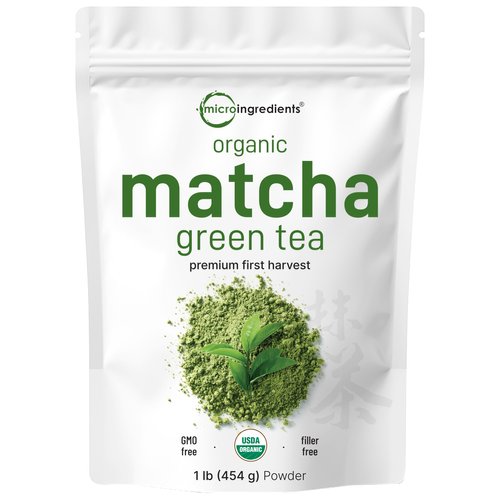 Micro Ingredients Organic Matcha Green Tea Powder, 1lb | Premium First Harvest Japanese for Daily Beverage | 100% Pure Culinary Grade | No Sugar, Eco-Friendly Recyclable Bags