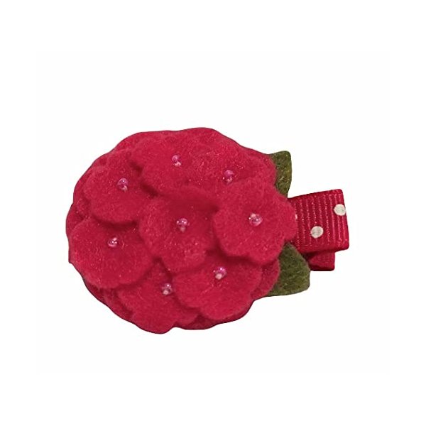 Hydrangea Hair Clip, Red Hair Accessories, Felt Flower Hair Clip