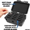 CASEMATIX Protective Clipper Blade Holder for 12 Blades - Waterproof Clipper Blade Storage Case with Custom Barber Blade Holder Foam Interior and Hard Shell Impact-Resistant Outer, Case Only