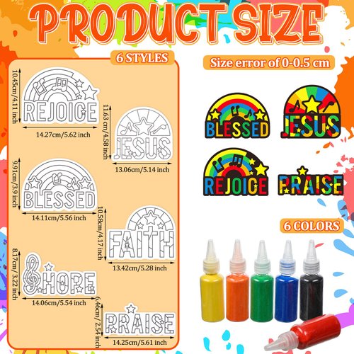 Tellegloww 24 Sets Religious Sand Art Craft Kit for Kids Inspirational Words Painting Kit with Colored Sand Make Your Own Sand Art DIY Sand Art Project Kit for Sunday School VBS Home Fun Activities