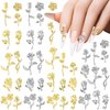 HINZIC 132pcs Rose Charms for Nails 3D Flower Nail Charms Metal Gold Silver Nail Jewels Rhinestones Glitter Nail Studs for Acrylic Nails Decoration Valentines Birthday Christmas DIY Craft Making