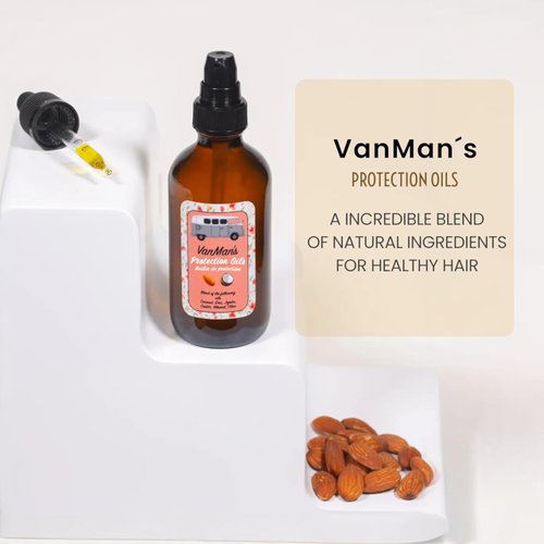 Vanman's - Heat Protection for Hair - Heat Protector - Hair Serum Heat Protectant with Castor Oil, Jojoba, Almond, Olive, Emu and Coconut Oil - Heat Protectant Serum For All Hair Types - 4 ounce
