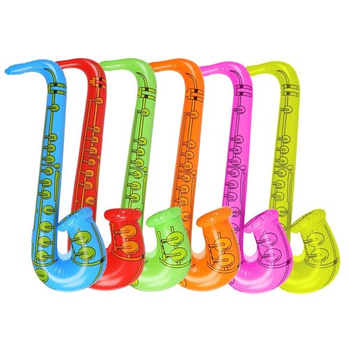 DECORA 27.5“ Inflatable Saxophones Assorted Colors 6pcs for Kids Party Favors Supply