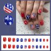 24 Pcs Independence Day Press on Nails Short Star False Nails 4th of July Glue on Nails American Flag Glossy Designs Fake Nails Red Natural Full Cover Stick on Nails for Patriotic Woman Manicure Decor