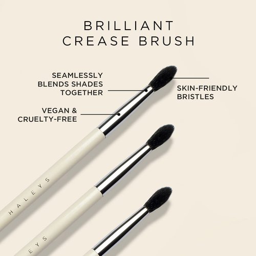 HALEYS Crease Eyeshadow Brush, Medium Fluffy Tapered Brush, Soft, Easy Blending Makeup Tool, Seamless, Multi-tasking Makeup Brush for Cream and Powder, High-end Synthetic Bristles, Vegan + CF