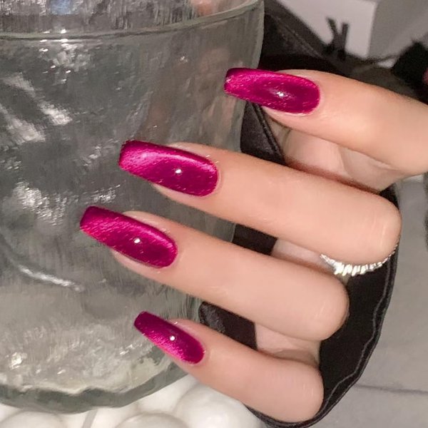 NAILKISS 12ml Dark Pink Cat Eye Magnetic Gel Polish,0.41 fl oz
