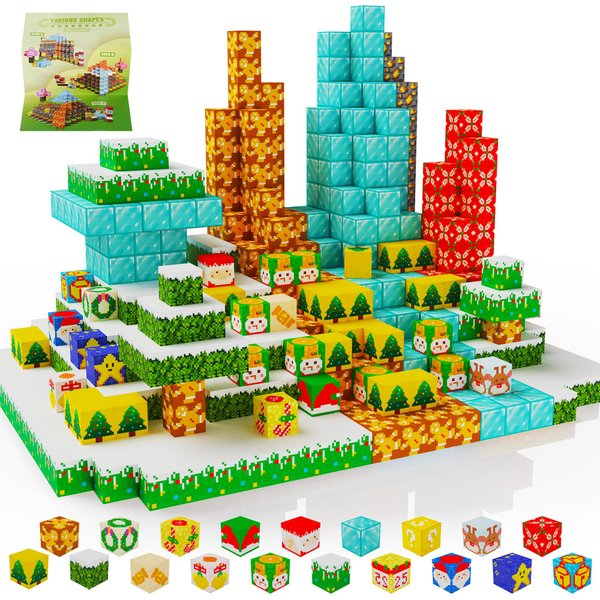SIMPLEFINE 100PCS Magnetic Blocks, Mine World Magnetic Blocks Craft for Boys & Girls 3+ Toy Magnetic Cubes for Kids Magnetic Building Blocks Toys,Magnetic Building Cubes Set,Magnetic Cubes 0.8IN