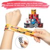 Haooryx 74PCS Racing Car Slap Bracelets 50PCS Race Car Stickers Party Favors Racing and Speed Themed Wristband Checkered Flags Slap Bracelets for Kids Car Birthday Party Classroom Rewards Supplies