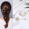 Qianyu 3 Pieces Stars and Moon Hair Clips Metal Alloy Rhinestone Decorative Bobby Pins Retro Stars and Moon Shape Bride Wedding Hair Side Barrettes Hair Accessories for Women and Girls