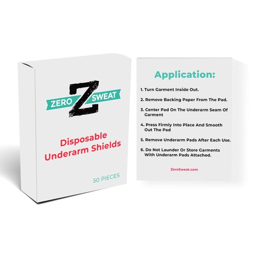 ZeroSweat Underarm Sweat Pads | Block Sweat w/Natural Disposable Absorbent Pads (50 Pads)