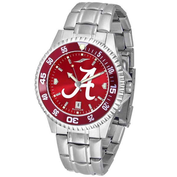 SunTime Men's Collegiate Competitor 40mm Watch - Alabama Crimson Tide with 20mm Stainless Steel Band - AC Color Bezel