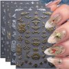 Dornail 8 Sheet 3D Sun Moon Nail Stickers Gold Silver Stars Nail Decals Bronzing Totem Nail Art Stickers 3D Self-Adhesive Sticker Nail Accessories for Girl Women Nail Decorations Nail Art Supplies