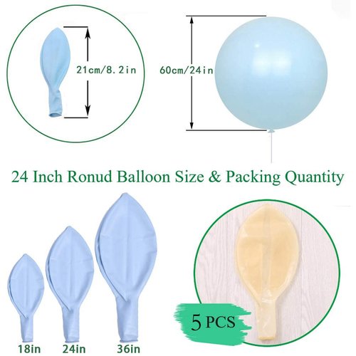IN-JOOYAA 24 Inch Latex Round Balloons 5 Pack Clear Thick Big Balloons for Party Decorations
