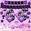 Retirement Party Decorations for Women,Purple Happy Retirement Party Supplies, Retirement Banner,18pcs Retirement Latex Cofetti Balloons, Hanging Swirl, Cupcake Topper Retirement Party Decor Favors