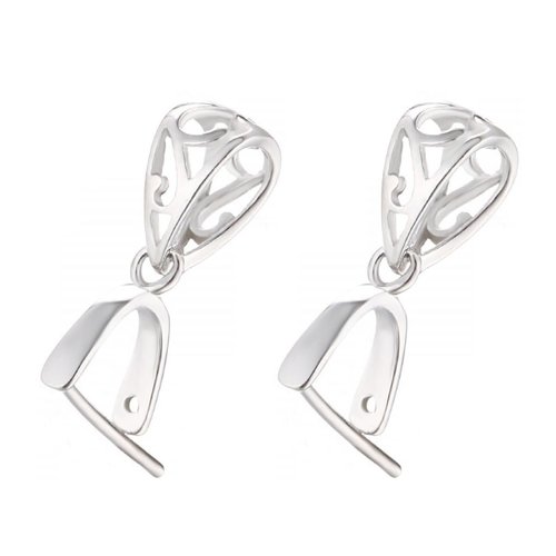 Sorcozn 2pcs 925 Sterling Silver Pendant Bail Connector Clasp Charms for Necklace DIY Jewelry Craft Making Accessories (Platinum Color)