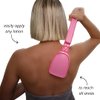 Bakslap - Body Lotion Applicator - Replaceable Sponge Pads (2 Pack) - Extendable Long Handle for Self Back & Body Application (Skin Cream, Suntan, Beauty, Tanning, Medical) (Pink)