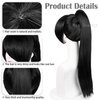 LABEAUTÉ Straight Black Cosplay Wig with Ponytail, Long Black Clip-in Wigs With Bangs Daily Wig Hair Heat Resistant Synthetic Fiber Hair Cosplay Halloween Costume Wig + Wig Cap