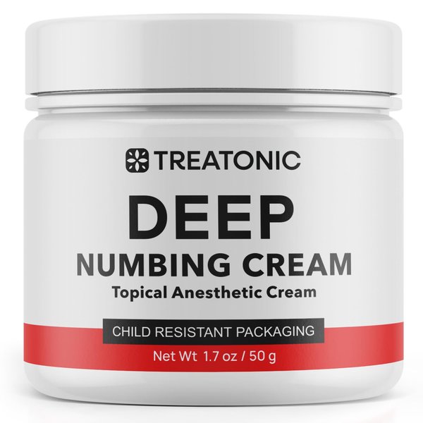 Treatonic Maximum Strength Numbing Cream: Numbing Cream for Discomfort, Burn, Itch & Pain Relief - Fast-Acting, Soothing Topical Anesthetic with Menthol & Emu Oil for Hemorrhoid Treatment – 1.7oz