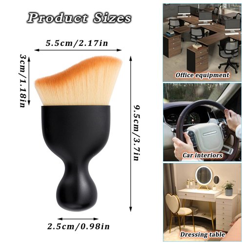 flewfun 2 Pcs Car Detailing Brush, car wash Brush, car Interior Cleaning Brush Ideal for Interior, Exterior, Dashboard, AC Vents, Leather & Engines, Soft Bristles (Yellow)