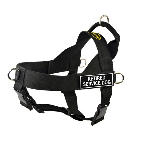 Dean & Tyler Universal No Pull 26-Inch to 32-Inch Dog Harness, Medium, Retired Service Dog, Black