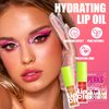 4 Colors Fat Lip Oil Set, Big Brush Head Hydrating Lip Glow Oil Lip Plumper Gloss, Shiny Transparent Lip Gloss Tinted Plumping Lip Oils, Non-sticky Long Lasting Fresh Clear Smooth Lip Care - B