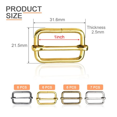 CooBigo 25 Pack 1 Inch Metal Adjustable Slide Buckles Tri-Glide Rectangle Adjuster Suspender Strap Slider for Purse Bag Hardware Making Supplies Backpack replacement Keeper(Mixed)