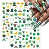 St. Patrick's Day Nail Art Stickers Shamrock Nail Decals 3D Self- Adhesive Luck of Four Leaf Clover Design Irish Nail Stickers Summer Nail Supplies for Women St Patricks Day DIY Nail Accessories 8 Pcs
