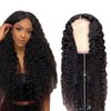 GERRIT Long Curly Wigs for Women 26 Inch Lace Front Black Wig Deep Wave Natural Curls Wig HD Transparent Lace Closure Wigs Heat Resistant Lace Frontal Human Hair Wig, Natural Black
