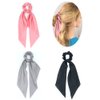 Silk Hair Scarf Scrunchie Hair Ties Satin Long Hair Ribbon Solid Color Elegant Bow Bowknot Hair Scrunchie Pony Tail Holder Hair Bands for Women Girls (3 pcs)