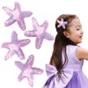 Kistreao 4Pcs Glitter Starfish Hair Clips Sea Star Sequins Hair Pins Mermaid Hair Barrettes Sparkling Hair Accessories for Women Girls Mermaid Birthday Wedding Celebration Party Supplies(Violet)