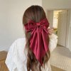 Womens Red Hair Bows for Women, Burgundy Red Hair Bow for Women Girls Long Curly Hair Accessories Bow for Women Girls Teens Hair Clips for Women Bowknot Hair Clip Hair Bow Tie for Women Girls