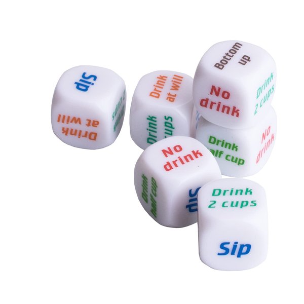 KOOTIKO 6 Pcs Drinking Dice Rolling Decider Bachelorette Game, Drunk Frenzy Party Family Friends Gathering Adult Favor Games