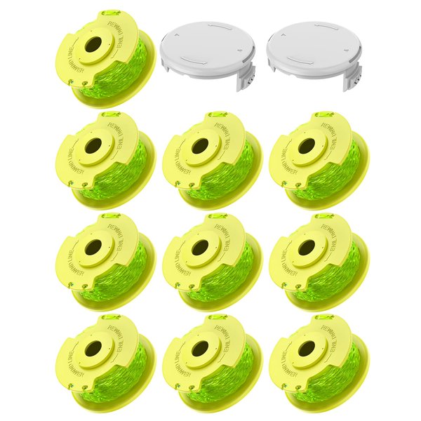 Weed Wacker String Compatible with Ryobi One Plus+ AC80RL3, 0.08'' String Trimmer Line,Weed Eater String Compatible with Ryobi 18V, 24V, 40V Trimmers(10 Replacement Spool, 2 Trimmer Cap Cover)