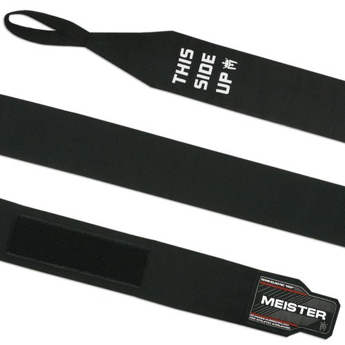 Meister MMA Adult 180" Semi-Elastic Hand Wraps for MMA & Boxing (Pair) - Black