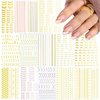 SILPECWEE 14 Sheets Gold Nail Stickers French Line Metallic Curve Strip Nail Decals Self Adhesive Nail Art Stickers Nail Design Stickers 3D Nail Decoration for Women Kids