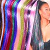 6 Packs 43 Inch Hair Tinsel Extensions with Tools Kit 1200 Strands Tinsel Hair Extensions for Women Girls Heat Resistant Sparkling Shiny Glitter Hair Pieces for Christmas Cosplay Party (43 inch, gold)
