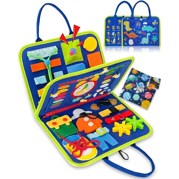 Exorany Busy Board Montessori Toys for 1 2 3 4 Year Old Boys & Girls Birthday Gifts, Sensory Toys for Toddlers 1-3, Educational Travel Toys, Preschool Activities for Learning Fine Motor Skills