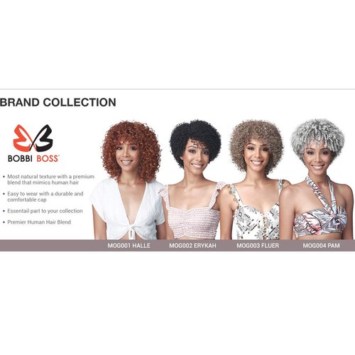 Bobbi Boss Human Hair Blend Wig - MOG001 HALLE, High Heat Resistant Wigs (FS8/613)