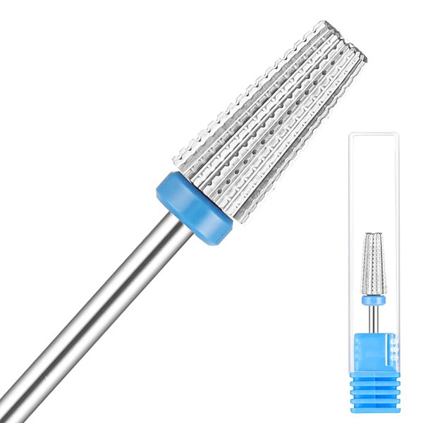 YEPPOM Nail Carbide 5 in 1 Bit - Safety Remove Acrylic or Hard Gel, 3/32" Shank Size for Electric Nail File Machine, 2 Way Rotate Use for both Left to Right Handed (Medium)