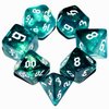 Galaxy Dice Set| Dark Green Mix Cyan Crystal DND Dice Set for Board Game