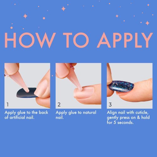 KISS Gel Fantasy Dreamdust, Press-On Nails, Nail glue included, Diamonds 4 Me', Light Pink, Medium Size, Oval Shape, Includes 28 Nails, 2G Glue, 1 Manicure Stick, 1 Mini File