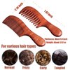 2 Pcs Hair Comb Set Wooden Wide Tooth Comb and Fine Tooth Comb for Women Men Kids, Anti-static Detangling Comb for Curly Fine Straight Wet Dry Hair, Natural Sandalwood Comb