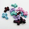 12Pcs Silicone Cross Beads Silicone Focal Beads Mix Color Cross Shaped Beads Focal Beads for Pens Flat Loose Spacer Beads for Keychain Making Bracelet Necklace DIY Pen Beads