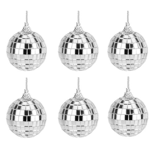 Mirror Disco Balls Set - Silver Reflective Mirror Balls Easy to Hang Suitable for Weddings, Parties and Family Celebrations (6 pcs)