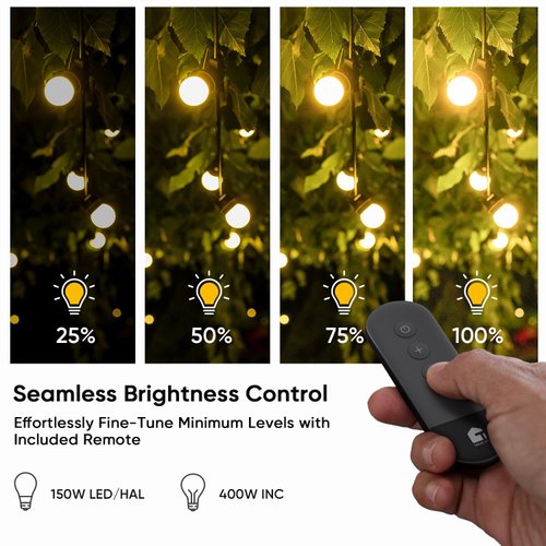 TREATLIFE Dimmer Plug with 100FT Wireless Remote Control, IP44 Weather Resistance, Outdoor Dimmer for String Lights, Lamps, Patio Lights, Max Power 400W