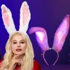Uranian Light Up Bunny Ears Headbands White Rabbit Ears Hair Band Led Bunny Headband Flashing Furry Ears Headwear Cosplay Party Costume Hair Accessories for Women and Girls