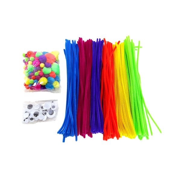 Playscene' Jumbo DIY Craft Kit, Pompons, Pipe Cleaners, Wiggle Eyes, Huge Selection Craft Kit (Super Jumbo Mix - Bulk)